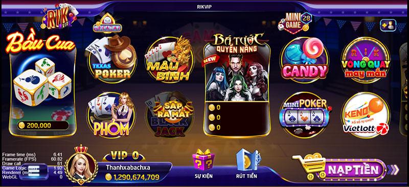 Kho game đồ sộ tại Rikvip